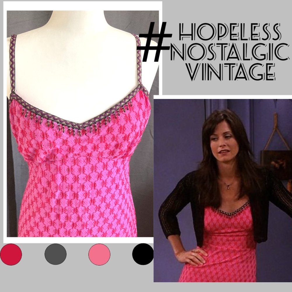 Pink beaded Betsey Johnson dress ASO Monica Geller